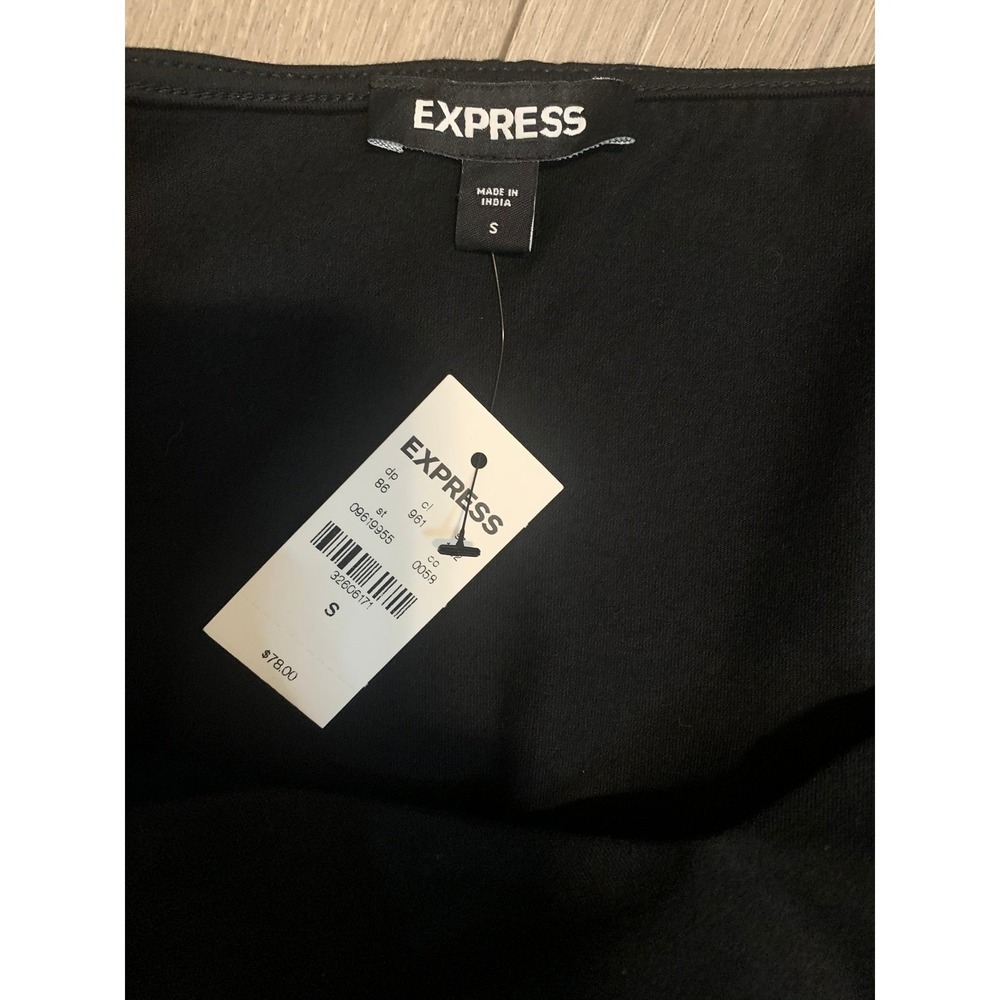 NWT Express Black Puff Sleeve Peplum Top Sweetheart Neck S - Picture 6 of 7